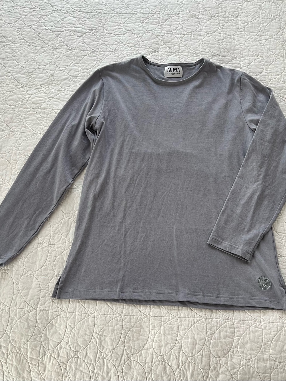 NIMA Tall Men's Long Sleeve Gray Tee Natural Fibers Minimalist Streetwear Cotton